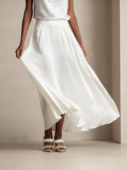 SilkSilky US 19Momme Silk Blend Skirt White 003