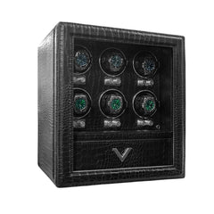 Time Spinners Venom Leather-Covered Watch Winder with Snake-Skin Texture, Quiet Motor, and Automatic Watch Storage