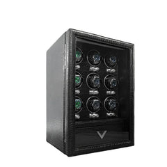 Time Spinners Venom Leather-Covered Watch Winder with Snake-Skin Texture, Quiet Motor, and Automatic Watch Storage