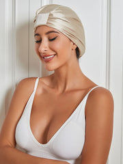 SilkSilky US Pure Silk Sleep Cap Beige 001